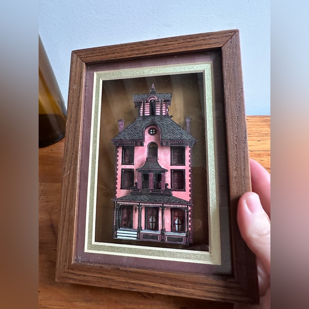 Vintage Pink and Brown Framed Wall Art